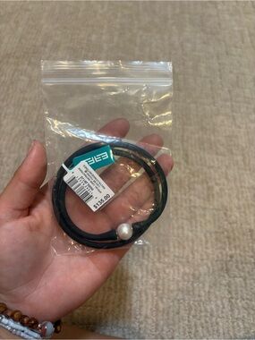 Effy Black Leather Bracelet with Single Pearl Accent